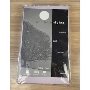 Northern Nights Queen Sized Pillowcase‎ Pair - 100% Cotton - Lilac- Luxury
